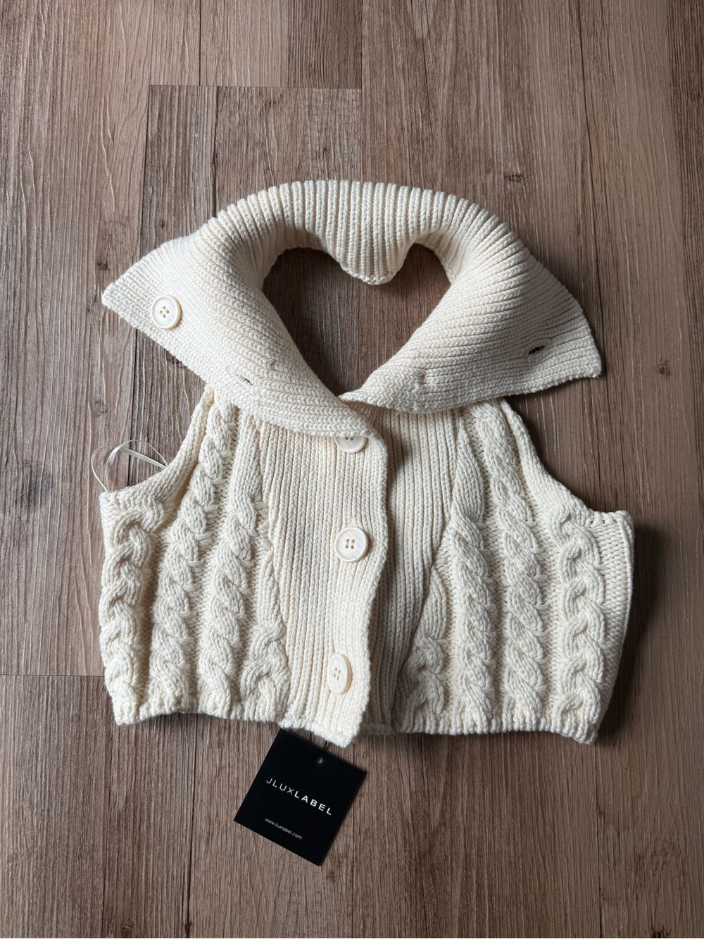 JLUXLABEL Cable Knit Cropped Sweater Vest